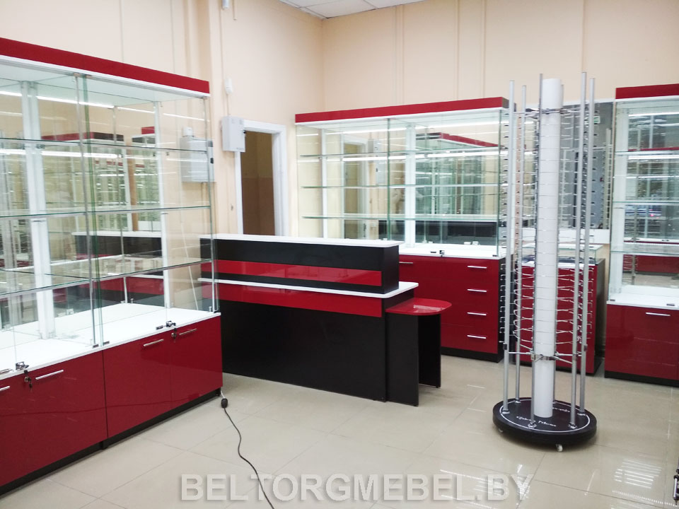 Мебель для продажи оптики, стойки для очков и оправ.